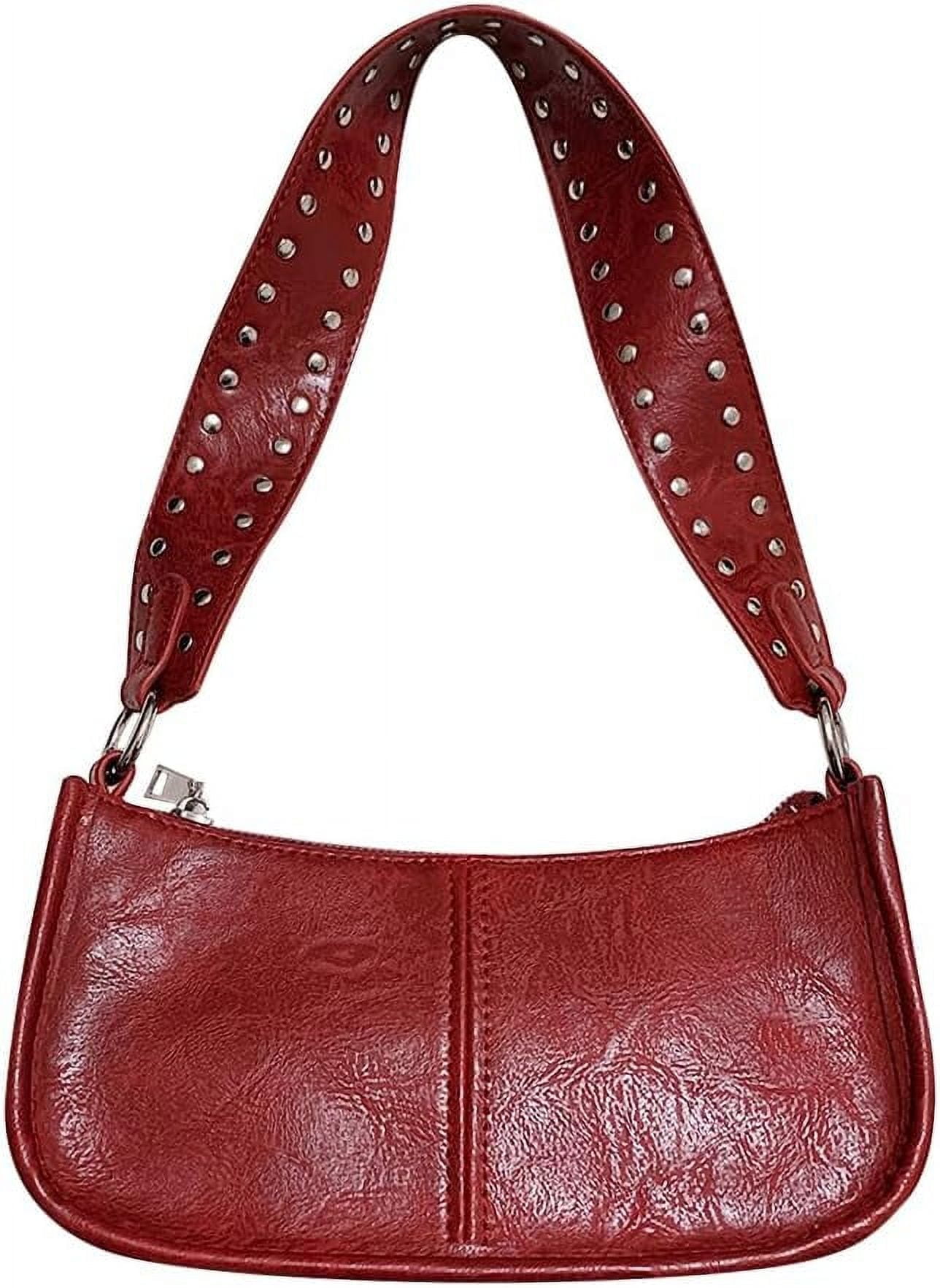 Red Shoulder Bag Y2k Purse for Women Trendy Leather Handbag 90s Clutch Purse Top Handle Satchel Retro Crossbody Bag Walmart