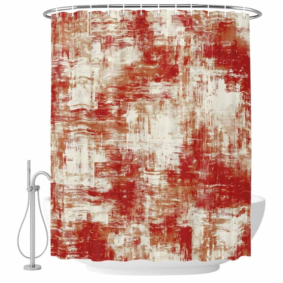 Red Shower Curtain, 72" x 72", Modern Abstract Gradient Red Geometric Texture Waterproof Bathroom Curtain Washable Shower Curtain Set with 12 Hooks