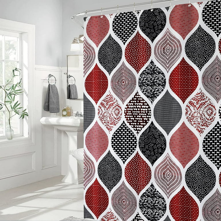 Red Shower Curtain for Bathroom Fabric Shower Curtain Set with