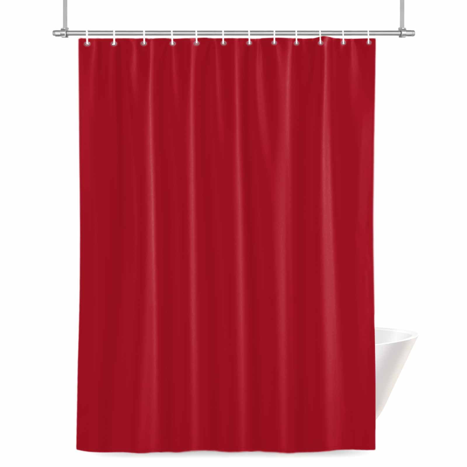 Red Shower Curtain, Solid Color Waterproof Shower Curtain Set with 12 Hooks Lightweight Bath Curtains Fabric Bathroom Decor 72x72 Inches