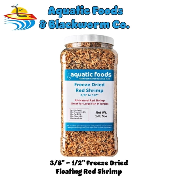 Red Shrimp--Freeze Dried 3/8" to 1/2" Red River Shrimp for All Tropicals, Turtles, Koi & Pond Fish, Rodents…1-lb & 5oz Lg Jar