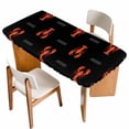 thumbnail image 1 of Red Shrimp Table Cloths for 5 Foot Rectangle Tables, Black Modern Art Coastal Nautical Patio Waterproof Elastic Fitted Tablecloths, Washable Rectangular Table Cover for Camping, 1 of 8