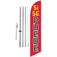 thumbnail image 1 of Red Si Se Puede 15 foot Feather Banner Swooper Flag Sign with Pole Kit and Ground Spike, 1 of 4
