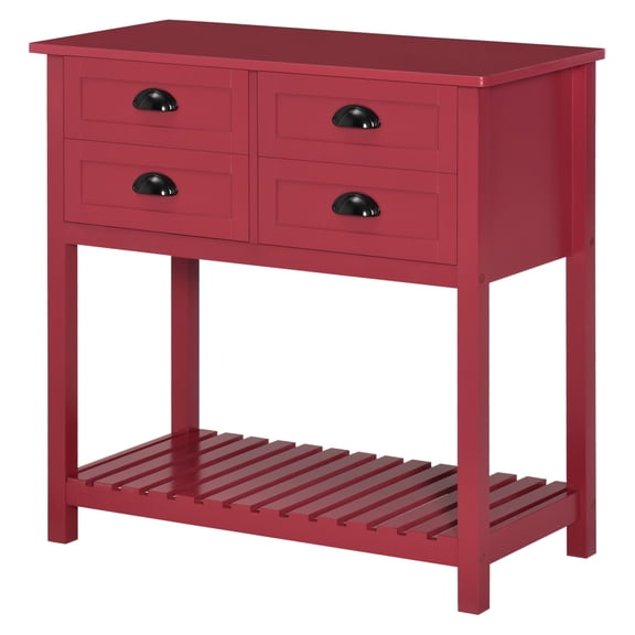 Red Sideboard Buffet Cabinet with Storage, Modern Coffee Bar Console Table with Drawers, Kitchen Dining Room Furniture