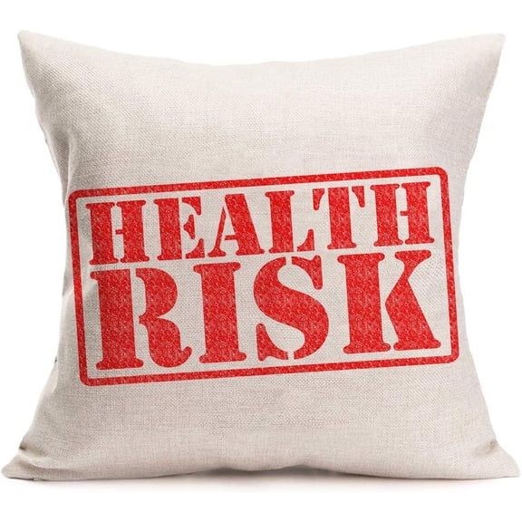 Red Signs Decorative Cotton Linen Throw Pillow Cases Best Gift for Home Sofa Decor Words Lettering Cushion Covers Standard 18x18 Inches Pillowcase (Health Risk)