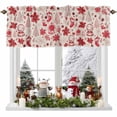 thumbnail image 1 of Red Silhouette Valances for Windows, 54 x 18in, Christmas Stocking Crystal Balls Candy Snowman Pattern Rod Pocket Kitchen Valance Curtain Light Filtering Window Treatments for Living Room Bedroom, 1 of 7
