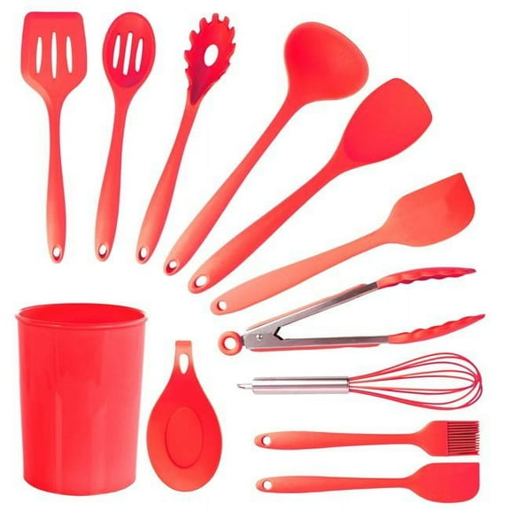 Red Silicone Cooking Utensils - Set of 12