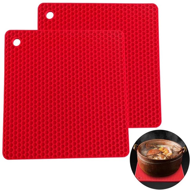 Red Silicone Rubber Trivet Mat for Hot Pan and Pot Hot Pads Counter Mat