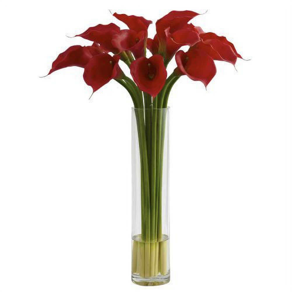 Red Silk Calla Lily Flower Arrangement w/ Vase
