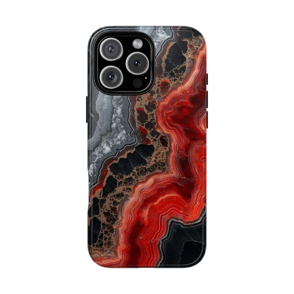 Red Silver Black Geode Agate Rock Slice Crystal Artistic Phone Case for iPhone 11 12 13 14 15 16 17 Pro Max