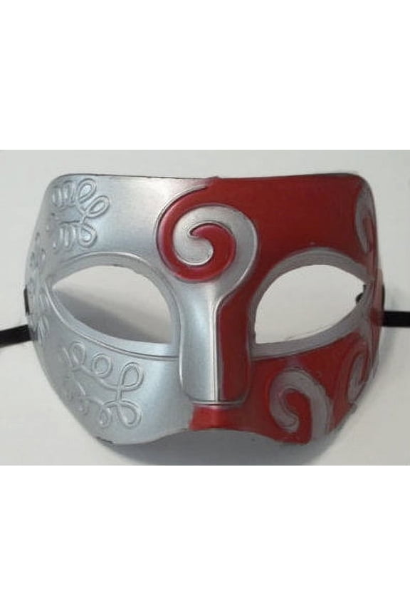 Red Silver Roman Greek Men Venetian Mardi Gras Party Masquerade Mask