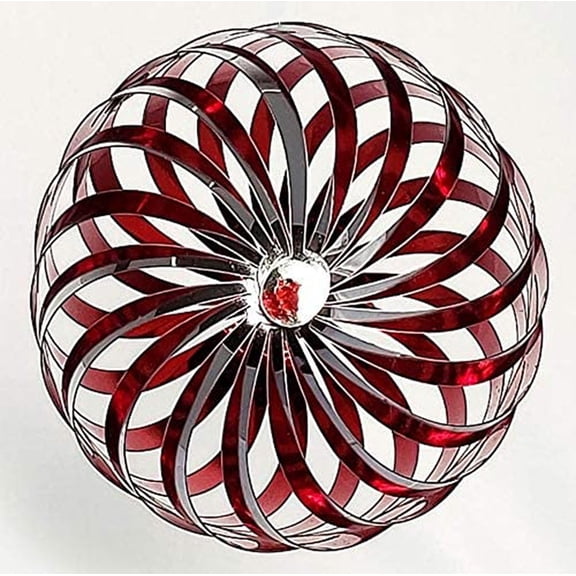 Red Silver Swirl Ball Christmas Ornaments (Pop_up) 3" Stripe Peppermint Reversible 6 ct.