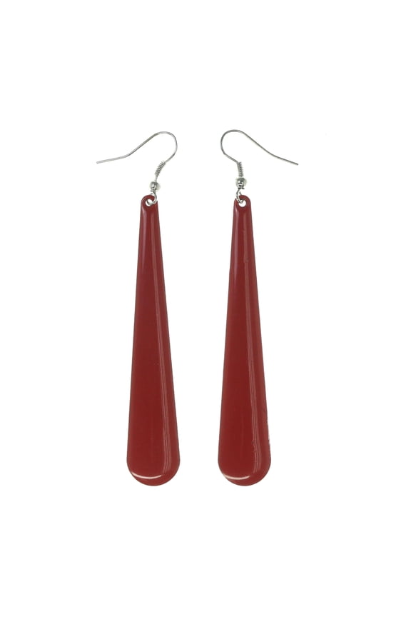 Red & Silver-Tone Colored Metal Dangle-Earrings #LQE3290