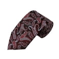 thumbnail image 1 of Red / Silver on Red Undertone Multi-Floral Paisley X-Long Woven Necktie, 1 of 1