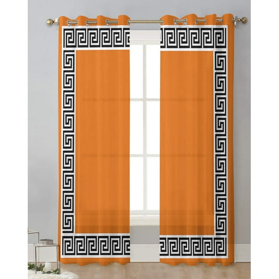 Red Simple Chinese Pattern Tulle Living Room ration Transparent Sheer Curtains Bedroom Kitchen Voile Chiffon Drapes