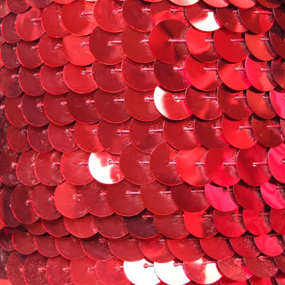 Red Single Row Trim Iron On Hot Fix Sequins 10mm Center Stitched Shiny Metallic Made in USA