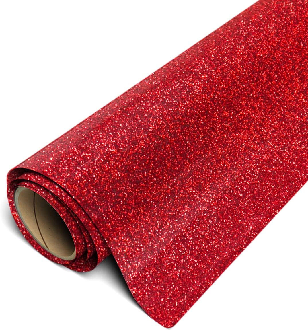 Siser Glitter HTV Iron On Heat Transfer Vinyl 20" x 3ft (1 Yard) Roll - Red
