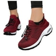 thumbnail image 1 of Womens Lace Up Sneakers Breathable Orthopedic Comfortable Non Slip Walking Shoes Casual Stretchy Athletic Sock Shoes Red Size 9, 1 of 8