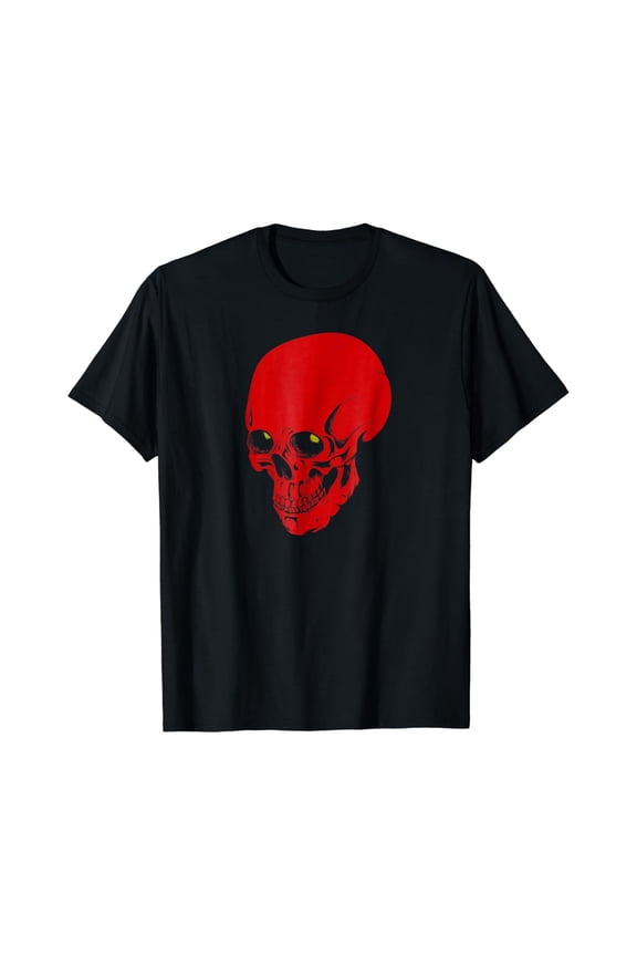 Red Skull Black Light Glowing Eyes Graphic T-Shirt