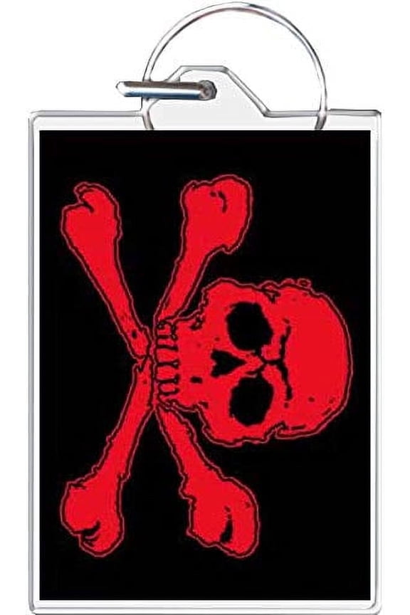 Red Skull & Cross Keychain