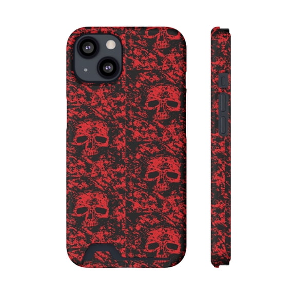 Red Skull Headed iPhone 13 Case With Card Holder-iPhone- iPhone Case