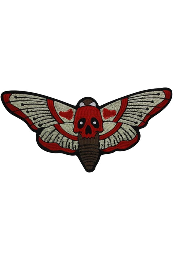 Red Skull Moth Embroidery Patches Sew on Iron on Patches Repair Patches for Jacket T-Shirt Backpack Decorative Fabric Patch
