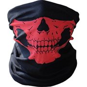 AMAZINGFORLESS Red Skull Tube Face Mask Festival Style Multi-Function Bandana Beanie Scarf Headband Motorcycle Mask Rave Mask Outdoor Face Protection Rave Mask