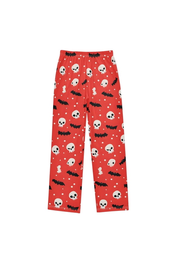 Red Skulls Bats Pajama Pants Soft Lightweight Lounge Pants Bottoms Sleep Pants Warm Comfy