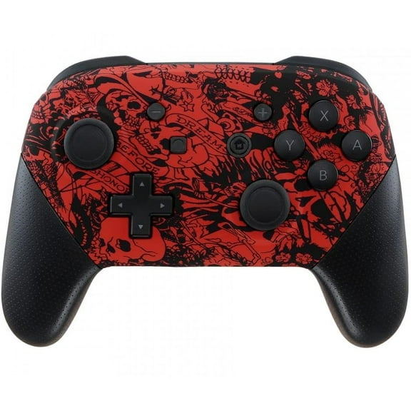 Red Skulls Switch Pro Wireless Custom Controller Soft Touch Finish Unique Design