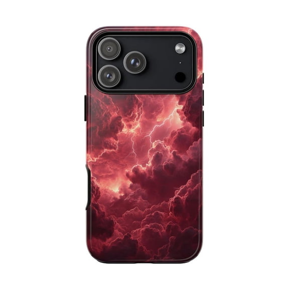 Red Sky Dark Electric Lightning Clouds with iPhone 17 to 11 Pro Max