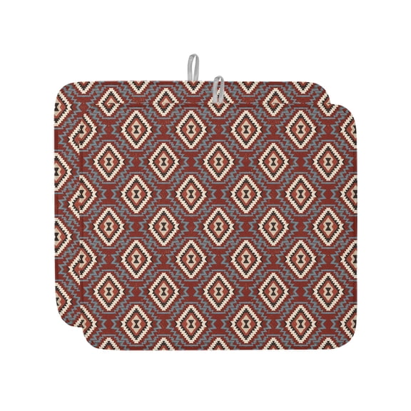 Red Slate Diamonds Dish Drying Mat 16x18 inch Abstract Vintage Minimalist Geometric Grid Super Absorbent Microfiber Dish Drying Pad for Kitchen Countertops Sink Dish Drainer Racks 2 Pack