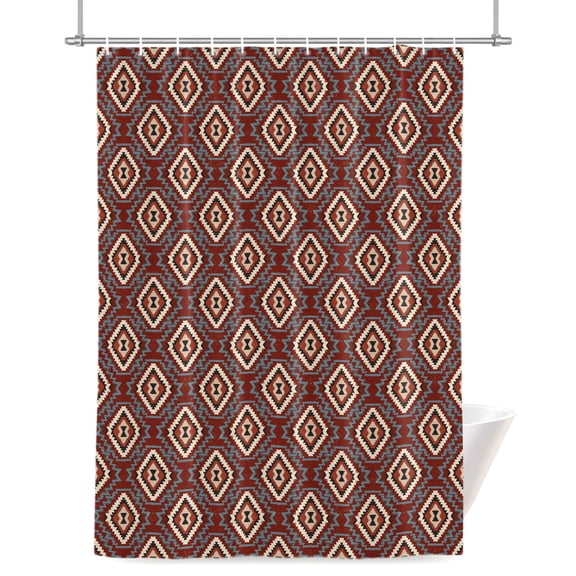 Red Slate Diamonds Shower Curtains for Bathroom, Abstract Vintage Minimalist Geometric Grid Waterproof Fabric Shower Curtain for Bathroom Bathtub Decoration, Machine Washable 48"x72"