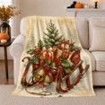 thumbnail image 1 of Red Sled with Jingle Bells, Nostalgic Vintage Style for Holiday Lovers, Cozy Snowy Present Scene, Flannel Blanket for Living Room and Bedroom, Christmas Gift and Winter Home Decor, 1 of 7