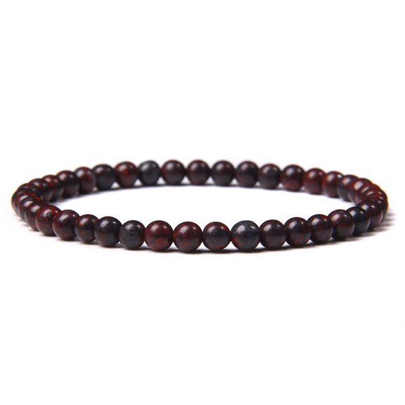 Red Small Stone Bead Bracelet 4MM Natural Agates Quartzs Jaspers Gem Stretch Bangle Minimalist Jewelry Gift For Women Men Friend