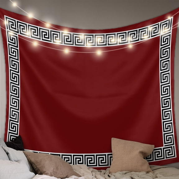 Red Small Tapestry for Bedroom Wall Hanging Tapestry, Black Modern Geometric Abstract Art Aesthetics Ceiling Backdrop Tapestries Poster Blanket Wall Decor for Teens Room Living Room Dorm 23" x 28"