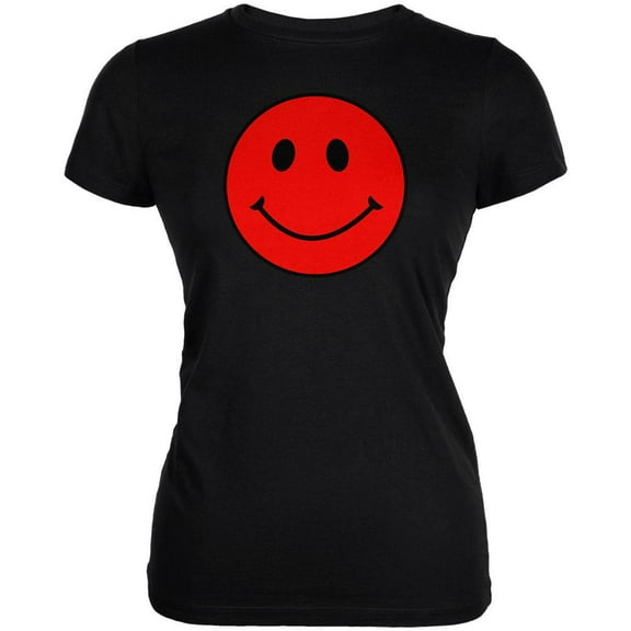 Red Smiley Face Juniors Soft T Shirt