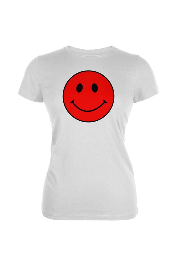 Red Smiley Face Juniors Soft T Shirt