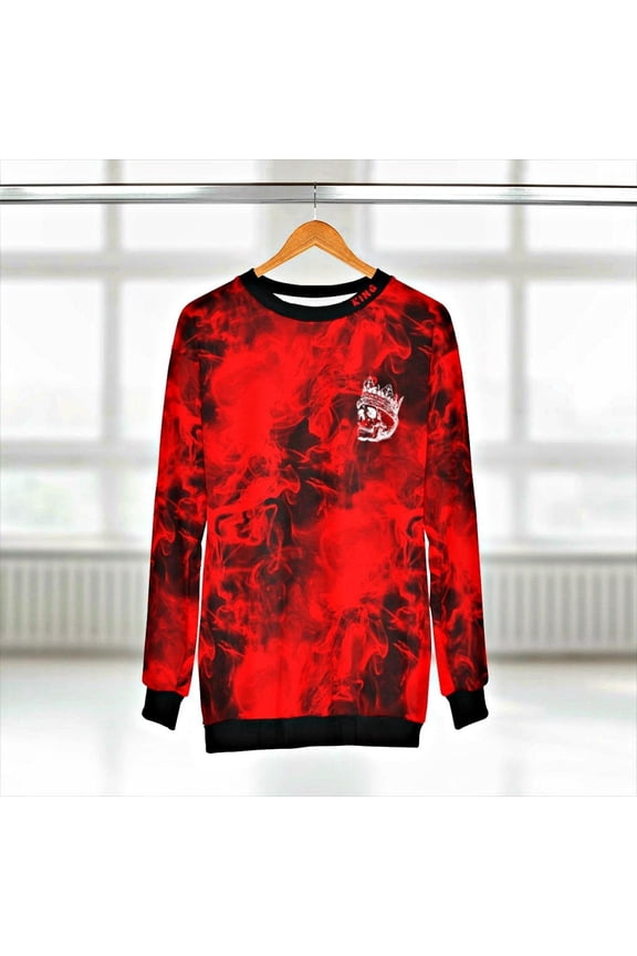 Red Smoke Pattern Crewneck Sweatshirt
