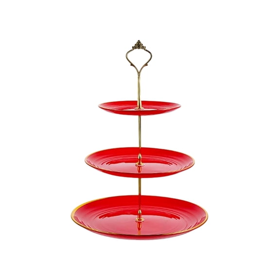 Red Snack Tray European Style Dessert Stand Multi Tier Luxurious Candy Dishes Coffee Table Fruit Bowl Cake Stand Red