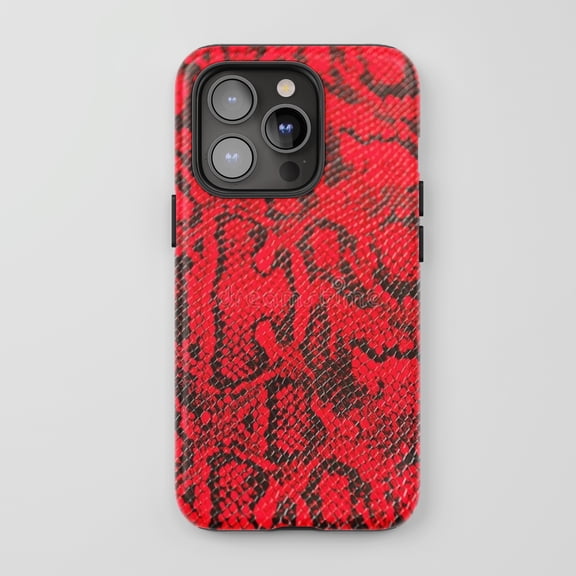 Red Snake Print For iPhone Protective Phone Case Exotic Animal Print Red Textured