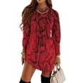thumbnail image 1 of Red Snakeskin Long Sleeved Dress prom clothes Long veiled dresses, 1 of 4