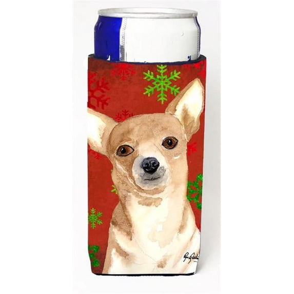 Red Snowflake Chihuahua Christmas Michelob Ultra bottle sleeves for slim cans 12 oz.