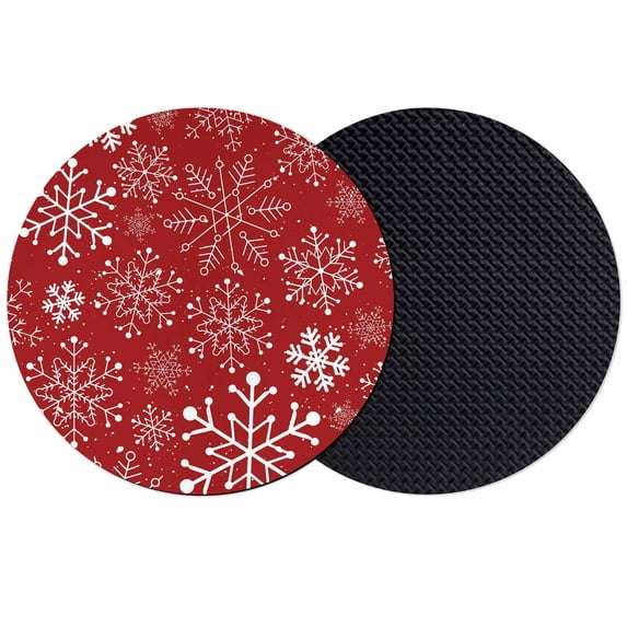 Red Snowflake Christmas Coasters Set of 2, Absorbent Coasters for Drinks, Xmas Snowflake Red Coaster for Desk Coffee Table Protection, Home Decor House Warming Gifts 4"