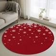 thumbnail image 1 of Red Snowflake Christmas Round Rug 3ft Washable Circle Entryway Rugs Non Slip White Snowflake Winter Area Rug Indoor Floor Carpet for Bedroom Kitchen Living Room Home Office Dining Room Nursery, 1 of 8