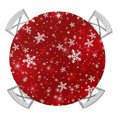 thumbnail image 1 of Red Snowflake Christmas Round Tablecloth for 55-60 Inch Tables,Fitted Table Cover with Elastic Edge,Xmas Snowflake Modern Art Winter Waterproof Outdoor Table Cloth Protector for Patio Garden Dinner, 1 of 9