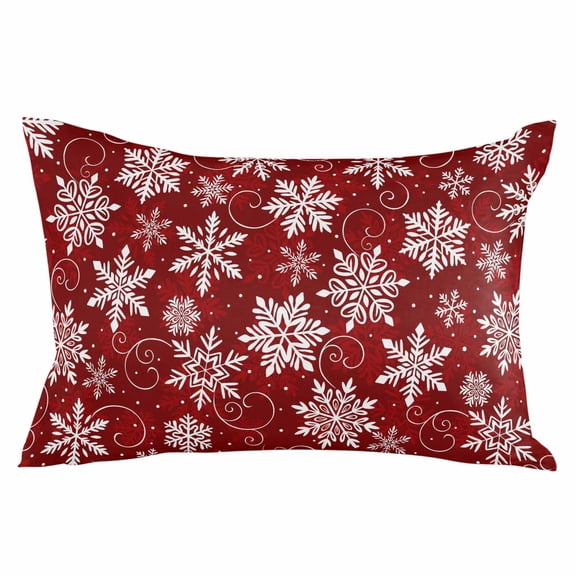 Red Snowflake Christmas Throw Pillow Cover 20 x 36 Inch Decorative Pillow Cover Xmas Winter Abstract Art Lumbar Pillowcase Seasonal Rectangle Cushion Case for Couch Sofa Bed Living Room