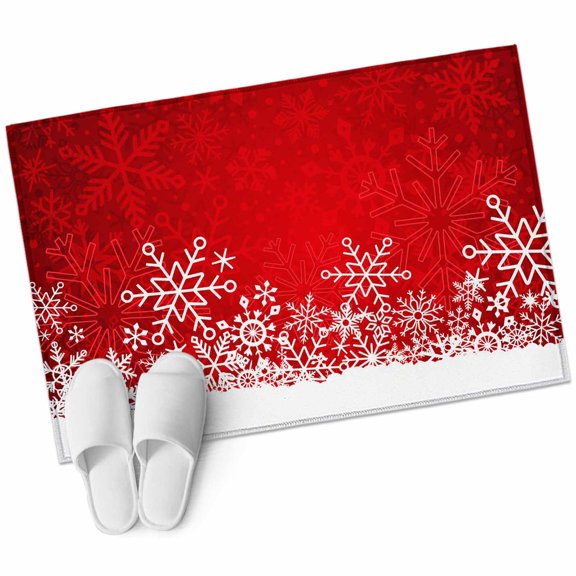 Red Snowflakes Area&nbsp;Rug 2x3ft Winter Xmas Red White Nature Snow Scene Non-Slip&nbsp;Washable Square&nbsp;Rugs Soft Felt Indoor Floor Mat for Bedroom Kitchen Living Room Bathroom