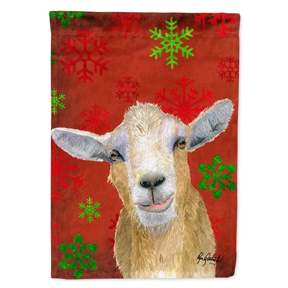 Red Snowflakes Goat Christmas Garden Flag