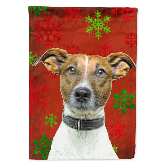 Red Snowflakes Holiday Christmas Jack Russell Terrier Garden Flag