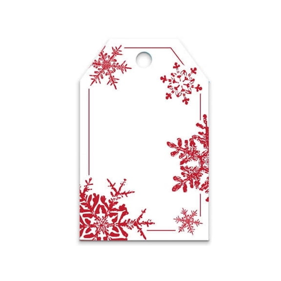 Red Snowflakes Printed Gift Tags 2-1/4x3-1/2"